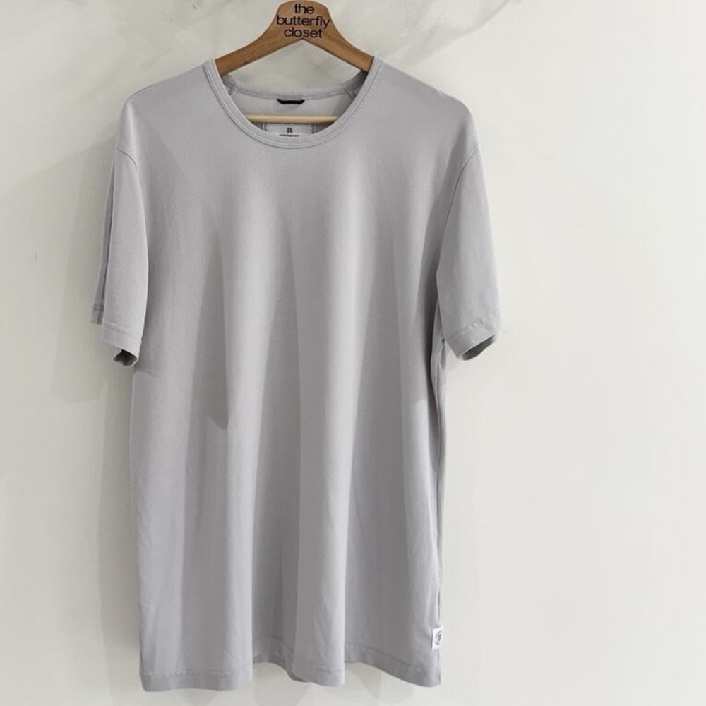 Men’s Reigning Champ Grey Jersey Short Sleeve Care Neck Shirt Large 213165